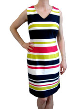 TU Size 6 Short Dress Stripes Summer Classic Modest Sheath Pencil British
