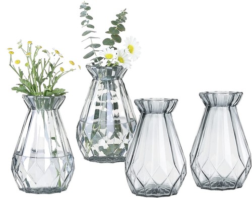 23.74“ Tall Mirrored Vase Glass for Floor Silver Rectangular