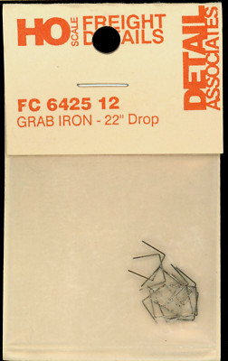 HO Detail Associates FC-6425 Freight Car Grab Irons 22'' Drop Type Metal NIP