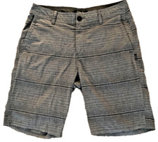 O'Neill Hybrid Shorts Mens 30 Gray Stripe Lightweight Stretch Zippered Pockets