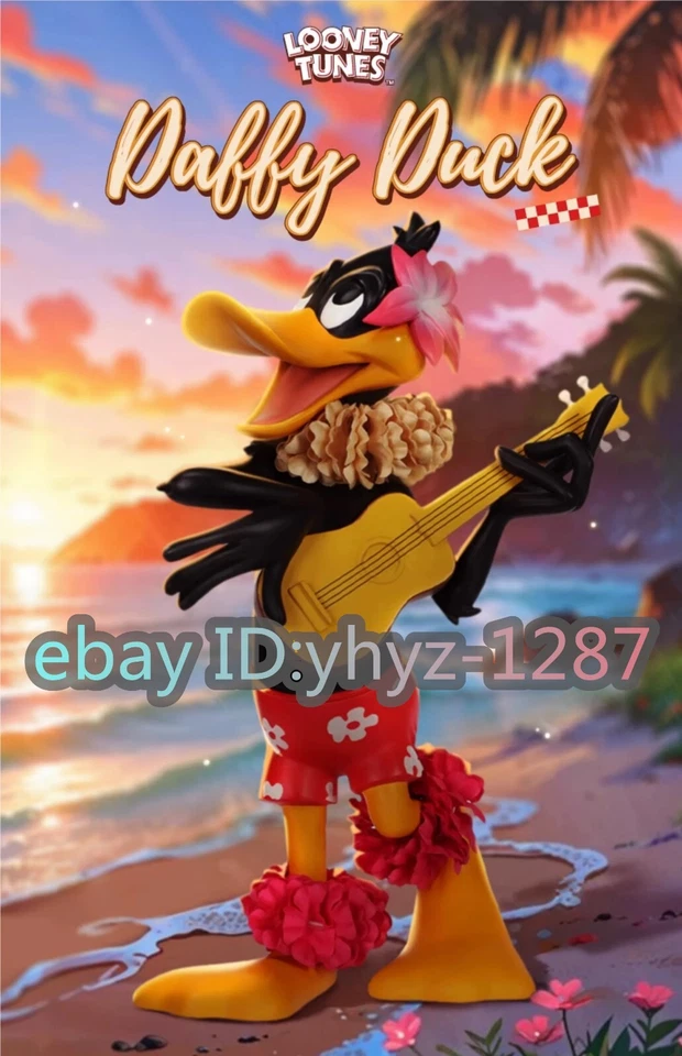 Figura de PVC negra de vacaciones hawaianas Duffy Duck Looney Tunes estilo MIND H21 CM/8,5 pulgadas Foto 3 de 4