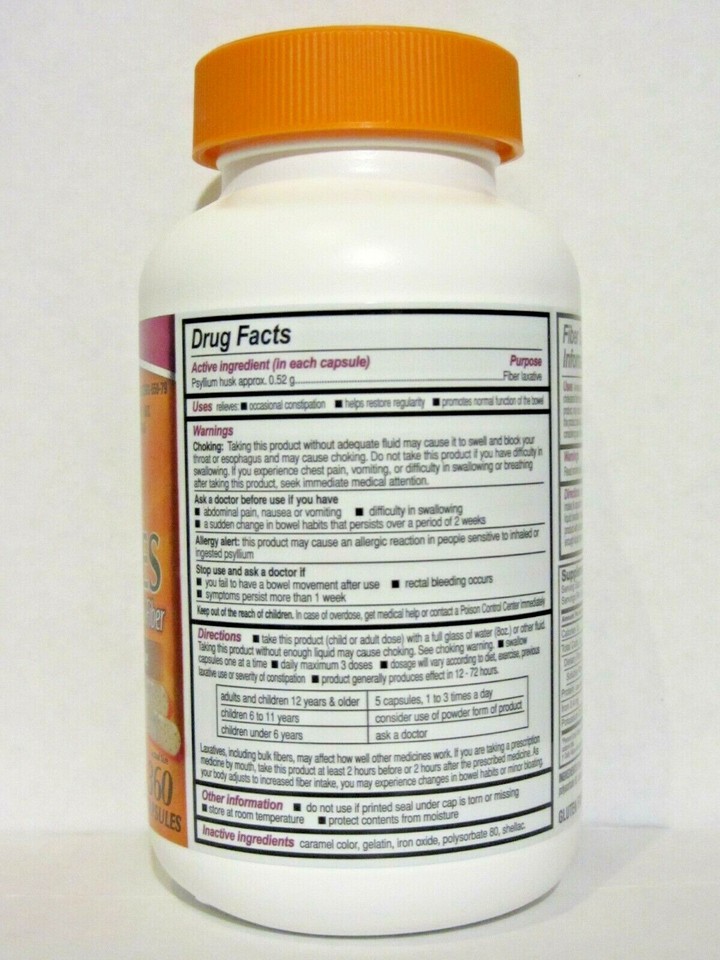 Kirkland Signature PSYLLIUM FIBER 720 Capsules ** Compare To Metamucil