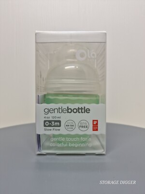 NEW Gentle Baby Bottle 4oz Mint Anti-Colic BPA-Free 100% Non-Toxic Silicone 0-3m