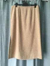 Pure Wool Elegant Pencil Skirt Beige col Tailored Lined Zip closure  S L/XL new