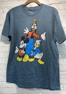 EUC Disney Mickey Pluto & Donald T shirt sz Med blue | eBay