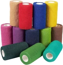 12 Rolls Self Adhesive Bandage Wrap, 4 In Wide Cohesive Tape, 12 Colors 5 Yards.