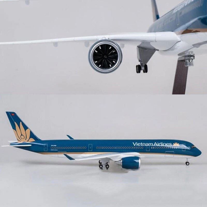 1/142 Vietnam Airlines Modelo de avión Avión de resina con luz LED de voz Foto 3 de 4