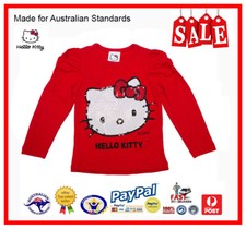 AUS LICENSE Kids Girls Hello Kitty Long Sleeve Fashion Tee T Shirt Top Size SALE
