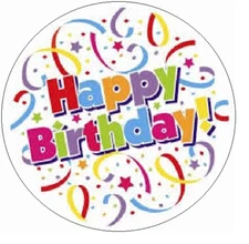 30 Happy Birthday stickers labels tags envelope seals 1.5" round