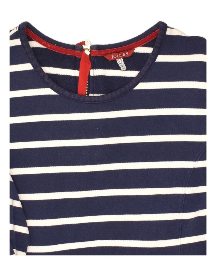 JOULES Womens Long Sleeve TShirt Dress UK 16 Large Navy Blue Striped