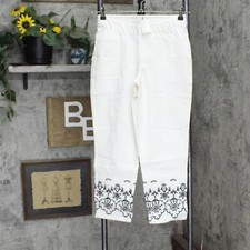 Isaac Mizrahi Live Petite 24/7 Embroidered Ankle Pants A352289 Bright White 4P