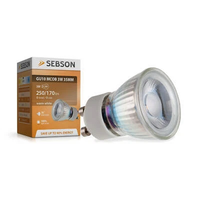 LED Lampen GU10 warmweiss 3W ø35m 230V Leuchtmittel Spot Strahler COB SEBSON - Bild 1 von 4