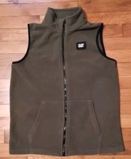 Cat Heavy Equipment Women's Green Fleece Full Zip-up Vest Jacket Size: L(14/16)