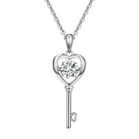 Heart Key Necklace - Fashion Dancing Jewelry Set - Sterling Silver Dancing Diamo Heart Key Necklace - Fashion Dancing Jewelry Set - Sterling Silver Dancing Diamo
