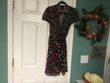 Women s BEAUTIFUL Anna Sui Stars/Hearts/Lips Silk Sheer Wrap Dress 4 CON48