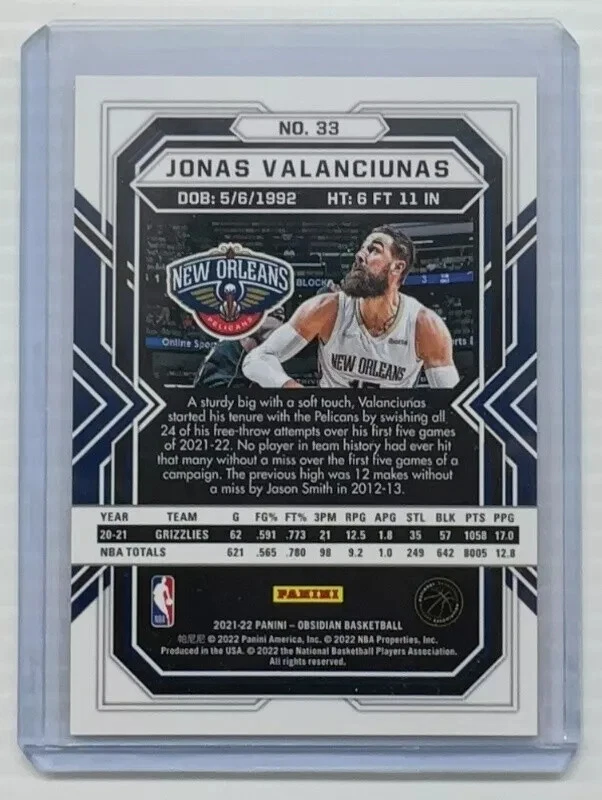 2021-22 Obsidian Jonas Valanciunas Red Flood Electric Etch #33 Pelicans Sp - Image 2 of 2