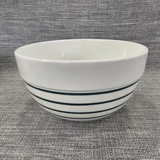 Figmint Pottery Mixing Bowl 9" Green Stripe Mixing Serving 3qt Ceramic