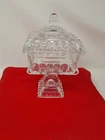 Vintage Jeanette Pressed Glass Wedding Candy Dish w/Lid Compote