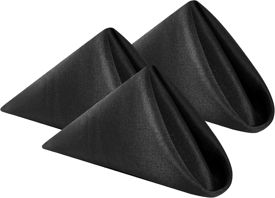 Luxurious Black 20x20 Polyester Dinner Napkins - 100 Soft Napkins for Banquets - Image 3 of 4