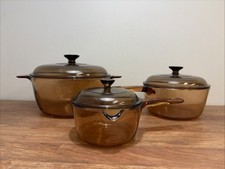 Corning Visions Cookware Amber 6 Piece Set, 4.5L, 2.5L & 1L Pots With Lids
