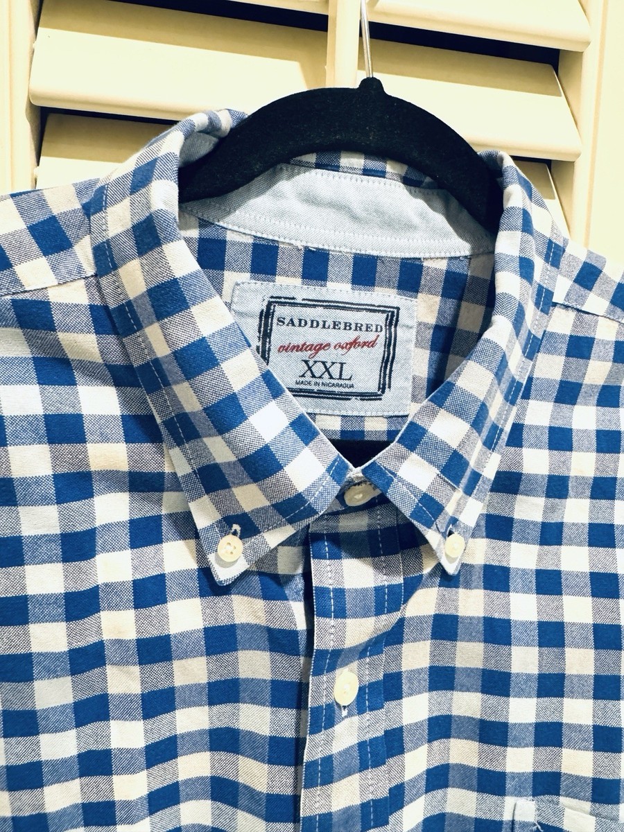 Saddlebred Vintage Oxford Mens Blue Check Shirt Size 2XL EUC | eBay