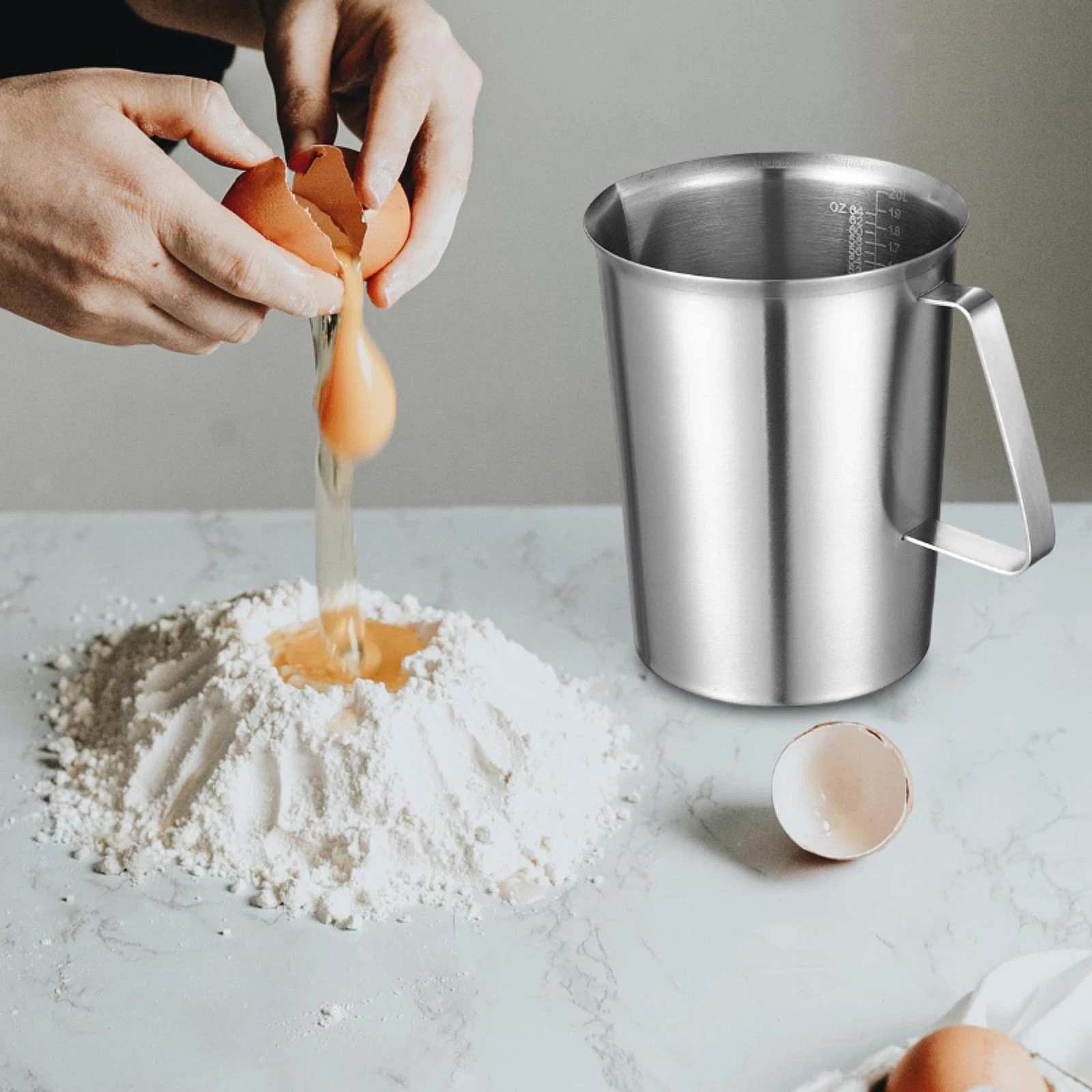 Liquid Measuring Cup Stainless Steel Jug with Spout Heat Resistant Mixing