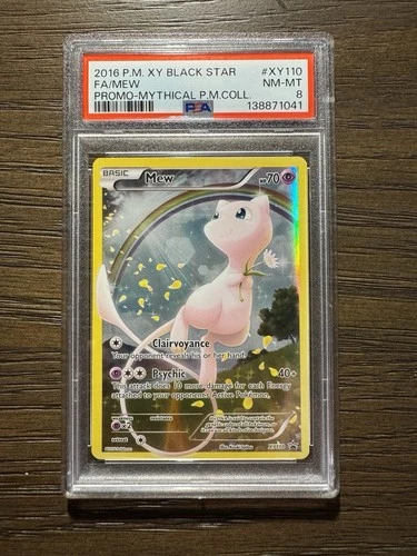 2016 Pokémon XY Black Star Promo FA Mew #XY110 Promo Mythical Collection PSA 8