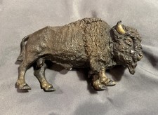 Antique Cold Painted Buffalo Inkwell Sculptural Desk Object w/ insert