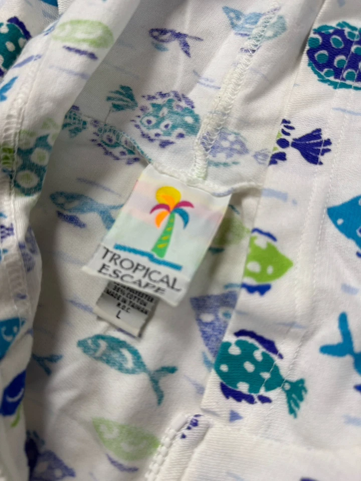 Tropical Escape Fish Mujer Cremallera Completa Terry Playa Vacaciones Cubrimiento Hawaii Vacay Foto 3 de 4