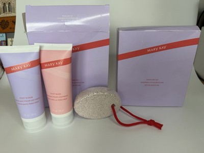 MARY KAY PEDICURE SET FOOT SCRUB FOOT MASK & PUMICE STONE NIB FULL SIZE Lot Of 2