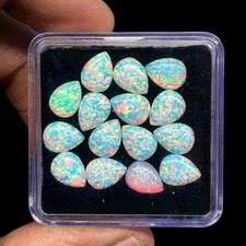 5 Pcs Australian Opal 8x6mm Pear Cabochon AAA Quality Lab Created Gemstones Lot