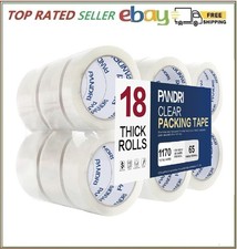 PANDRI Packing Tape, 18 Rolls Heavy Duty Clear Packaging Tape for Shipping Pa...