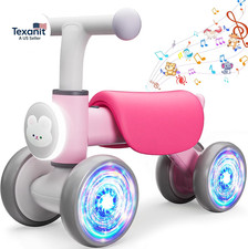 Toddler Toys Balance Bike for 1 Year Old Girl Gifts,4 Wheels Colorful Lighting w
