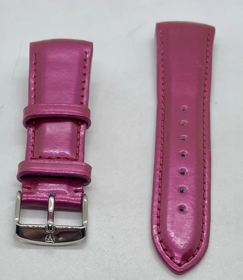 NUEVA TECHNOMARINE Correa de Reloj Cuero Genuino 17mm Brillo Brillante Fucsia Acolchada Foto 2 de 4