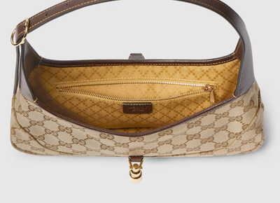 NEW GUCCI Jackie Slim Medium Brown GG Canvas Shoulder Bag 863137
