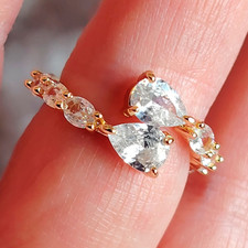 Gold Tone Pear Cut Cubic Zirconia Adjustable Ring