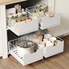 Pull Out Cabinet Organiser 4 Pack Kitchen Drawer Basket No Drill 30cm