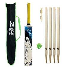 Junior Cricket Bat Set with Wickets, Stumps, and Soft Tennis Ball - Red