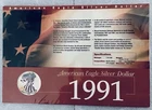 1991 American Silver Eagle Coin (Colorized) - 1oz .999 Silver Uncirculated W/COA