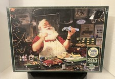 Cobble Hill Santa Painting Cars 1000 Piece Puzzle Christmas NEW Includes Poster