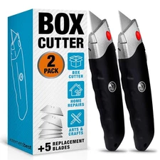 INTERNET'S BEST Premium Utility Knife Set | Retractable Box Cutter with Rubber H