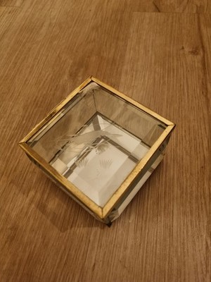 altes Schmuckkästchen Schmuckschatulle Ringschatulle Glas Messing Spiegelboden