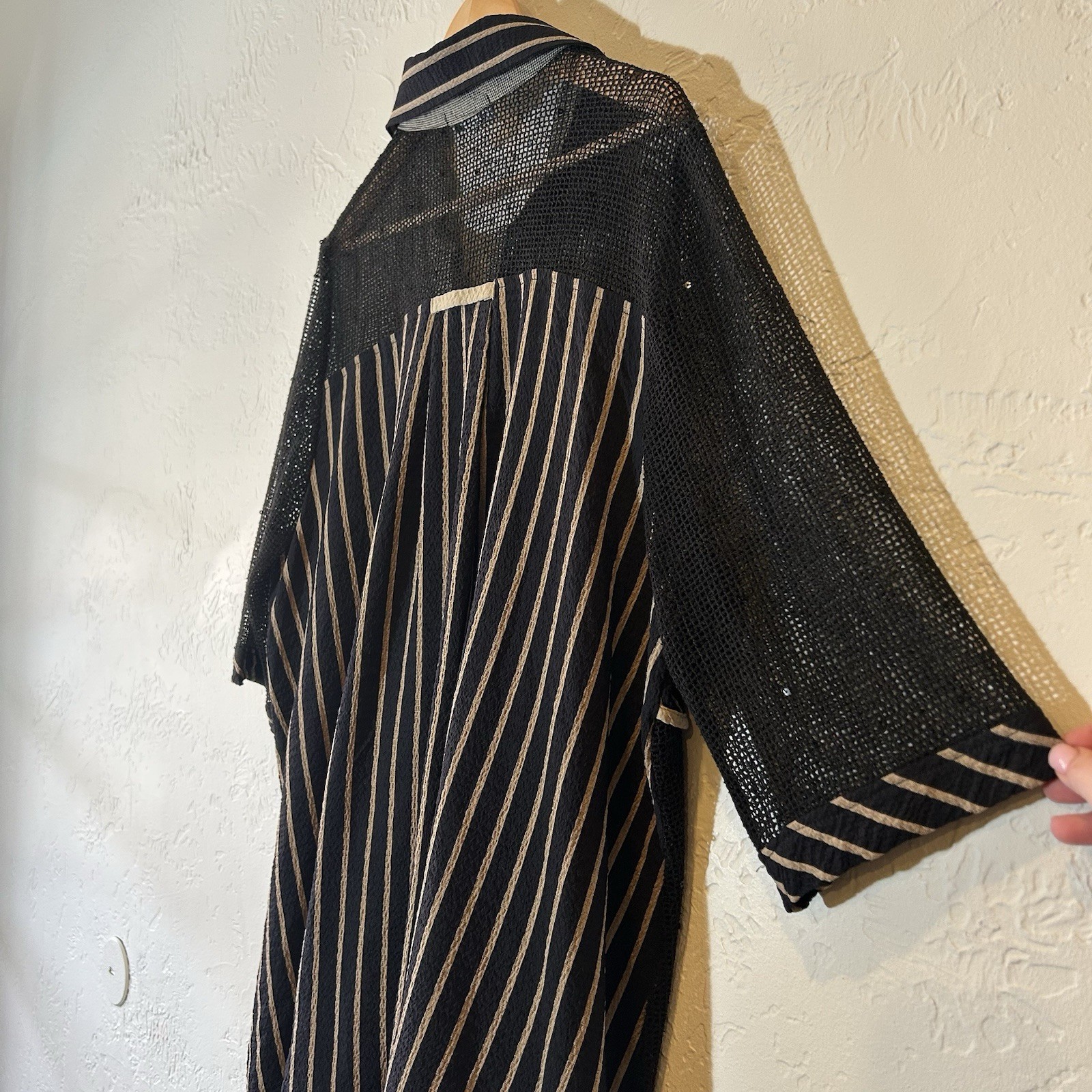 Moonlight XL Mesh Patchwork Button Front Top Blac… - image 10