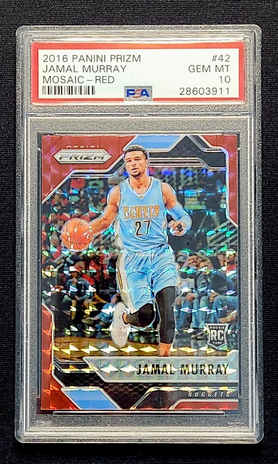 2016 Prizm JAMAL MURRAY Nuggets RC Mosaic Red PSA 10 GEM MINT ROOKIE