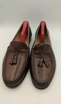 Bally Perforated Brown Leather Slip-On Loafers s-l400.jpg main image 2