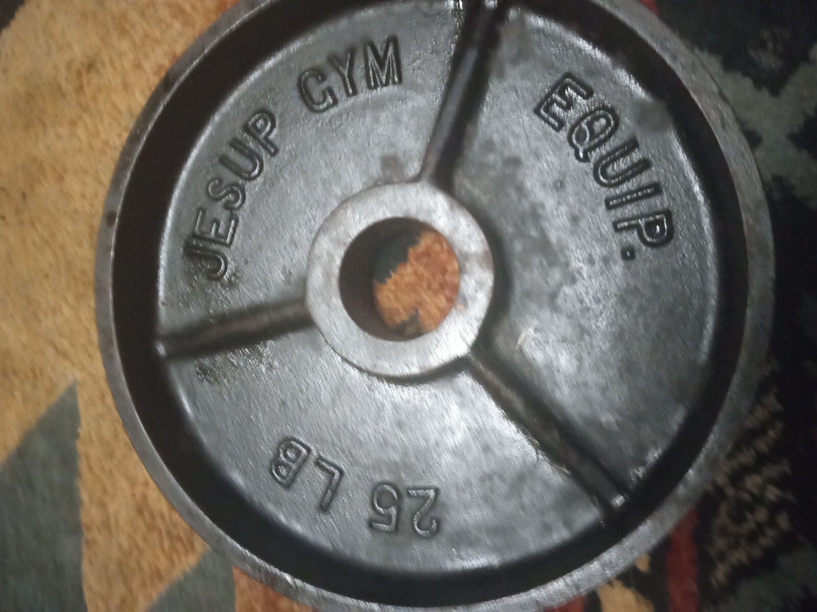 RARE 25 LB VINTAGE Jesup Gym WEIGHT PLATES Olympic Size Iron 2" Hole