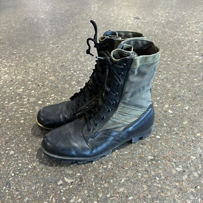 Vintage 1982 Bata US Military Jungle Boots – Size 8R 9R Vintage 80s US Army Combat Military Boots Black Leather  main image 2