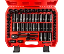 64Pcs 3/8" Socket Set,Drive Impact Socket Set, Sae/Metric, Deep & Shallow, Cr-V
