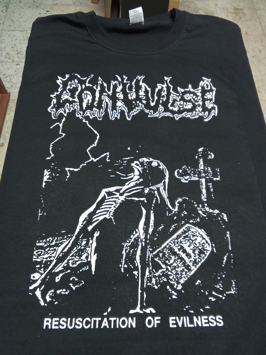 T-shirt Convulse – Resuscitation Of Evilness Noir Coton - Tailles S à 5XL, Neuf Avec étiquettes