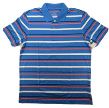 Brooks Brothers Polo Shirt Mens Large Blue Stripe SS Performance Wicking